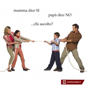 Side view of a family playing tug of war